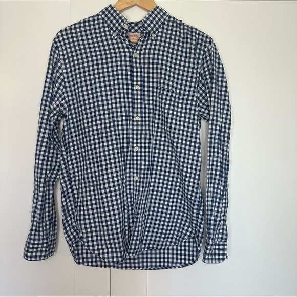 🎆Brooks Brothers Longsleeve Gingham Plaid Button Down Shirt Small blue check up - Picture 1 of 7
